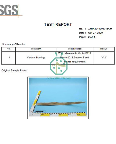 Artificial Palm Thatch Roofing Fire Retardant Test Report