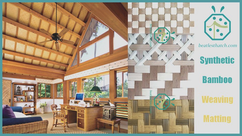 Synthetic weatherproof lauhala woven mat for exterior wall decoration Synthetic weatherproof lauhala woven mat for exterior wall decoration