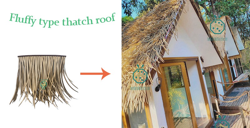 Fluffy looking synthetic resin thatch roof covering Fluffy looking synthetic resin thatch roof covering