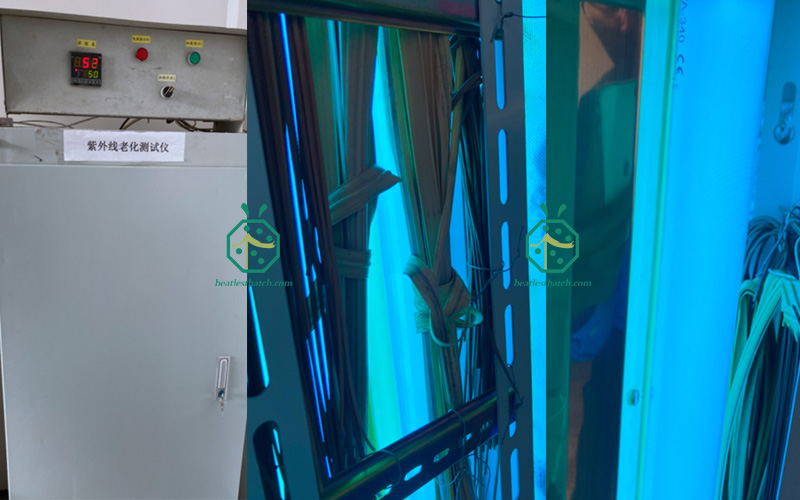 UV-proof test for plastic cadjan thatch products for application in tropical countries UV-proof test for plastic cadjan thatch products for application in tropical countries