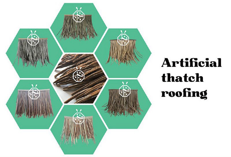 Plastic grass thatch roof product for tropical theme escape hotel design Plastic grass thatch roof product for tropical theme escape hotel design
