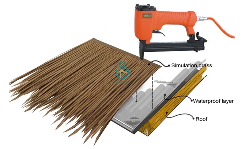 Installation of artificial bamboo thatch roof for palapa, nipa hut, tiki bar, gazebo, etc. Installation of artificial bamboo thatch roof for palapa, nipa hut, tiki bar, gazebo, etc.