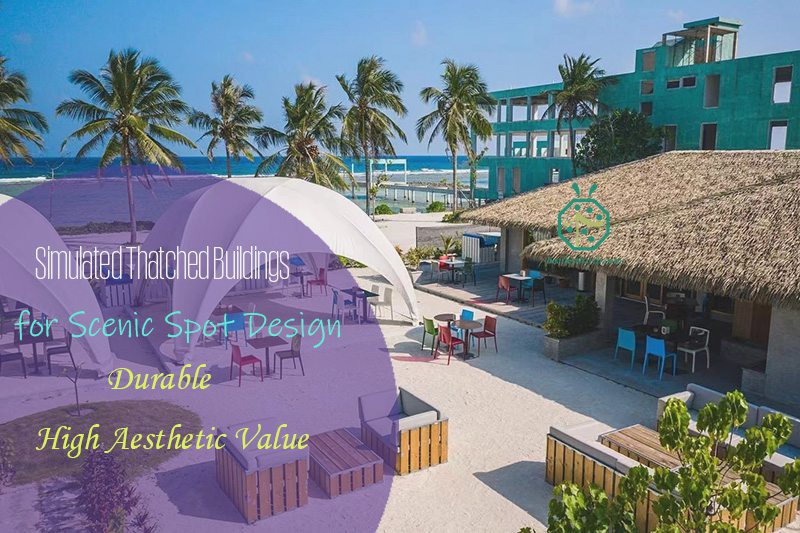 Synthetic tahiti thatch roof for waterfront landscape design for beach hotel villas Synthetic tahiti thatch roof for waterfront landscape design for beach hotel villas