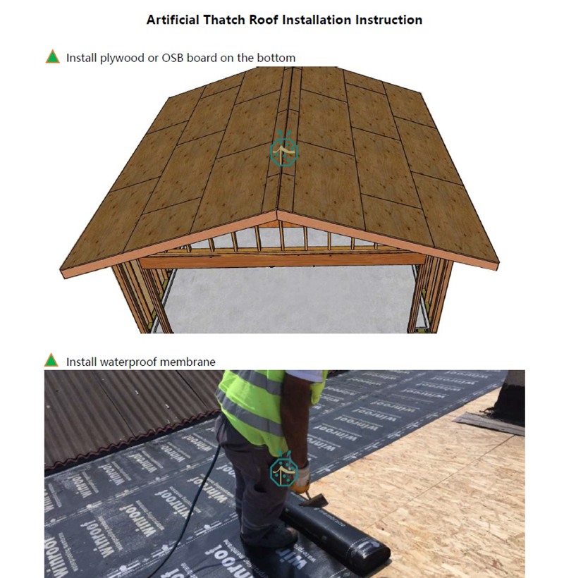 Easy installation of artificial raffia thatch roof panels Easy installation of artificial raffia thatch roof panels