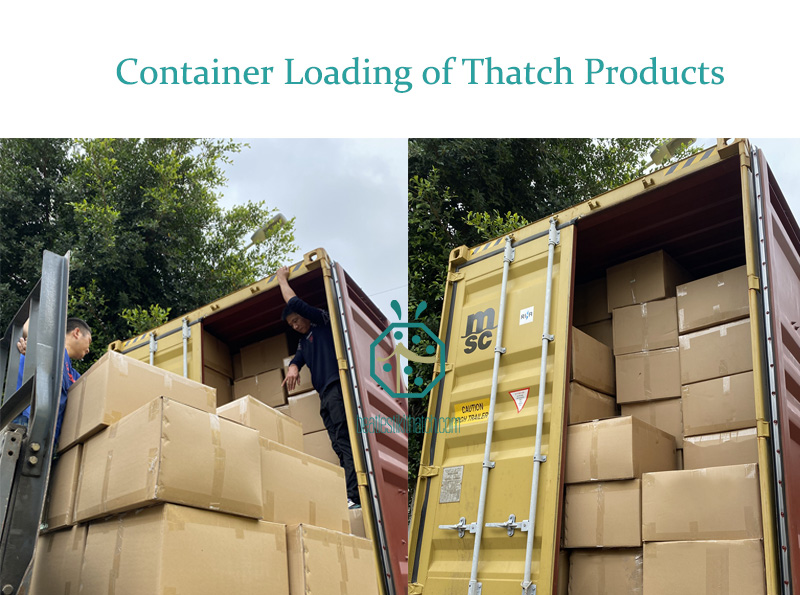 Container loading of plastic kajan thatch roof tiles in China Container loading of plastic kajan thatch roof tiles in China