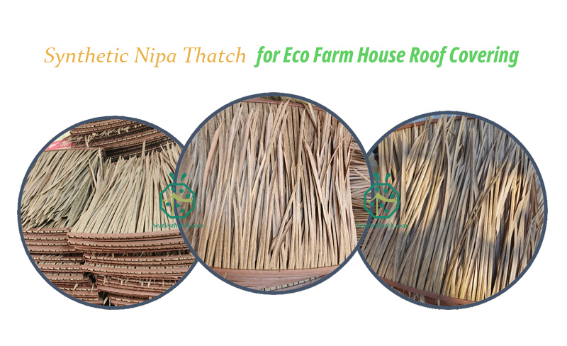 Plastic nipa thatch roof tiles used for farm park construction in Luzon Island in Philippines