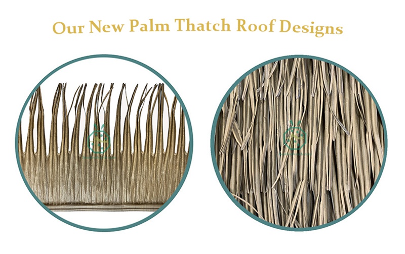 Our New Synthetic Palm Thatch Roof Covering Designs with Two Tones Color