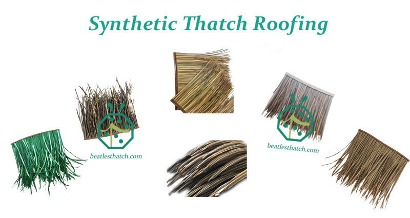 Synthetic banana leaf thatch for waterfront park landscape design Synthetic banana leaf thatch for waterfront park landscape design