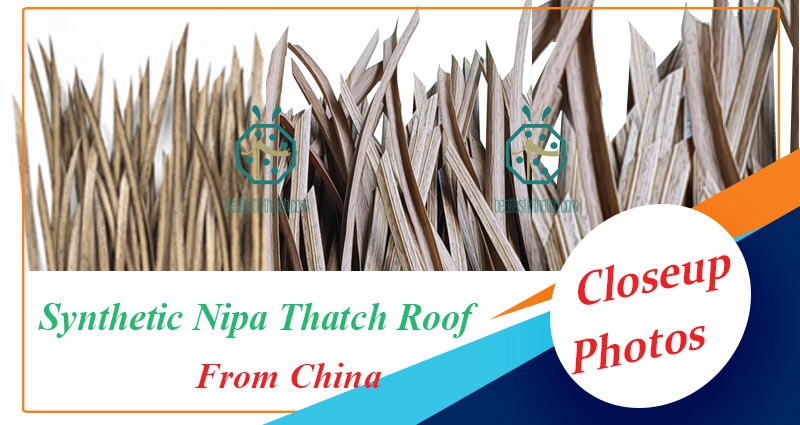 Synthetic banana leaf thatch for waterfront park landscape design Synthetic banana leaf thatch for waterfront park landscape design