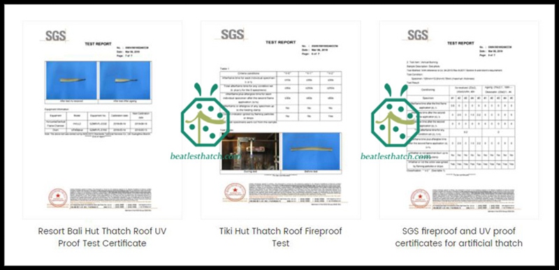 SGS Synthetic Thatch Roof Fire Retardant Test Report