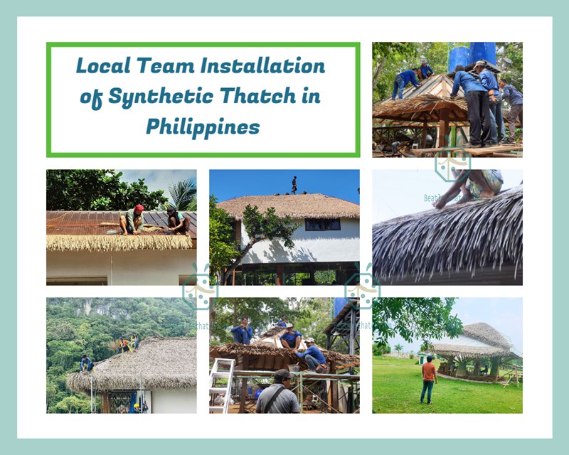 Straw Thatch Roofing Installations on Project Jobsite