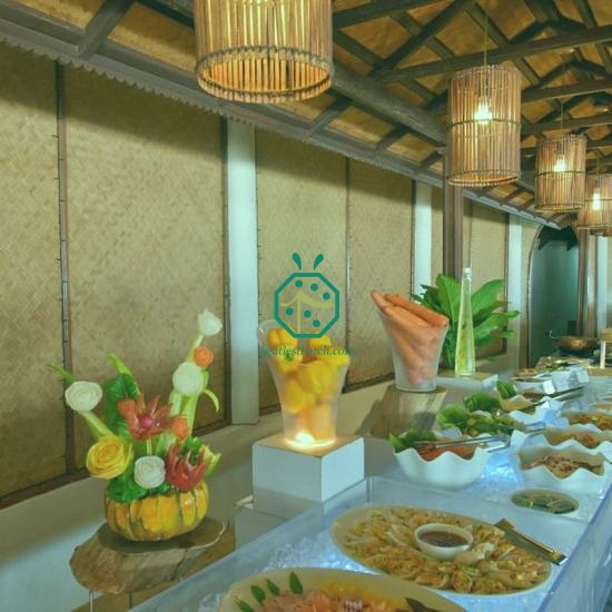 Restaurant bamboo woven wall covering