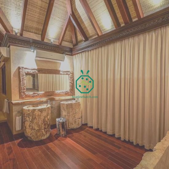 Wooden Shed House Interior Decoration With Artificial Woven Tongan Panel