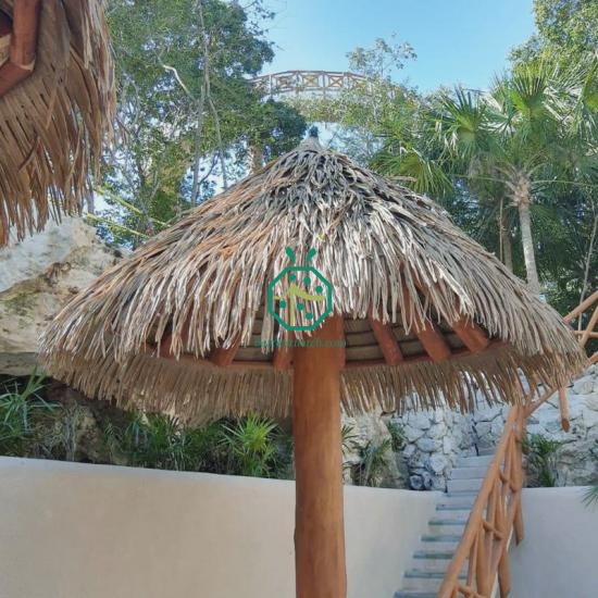Synthetic palm thatch roof materials factory for shed roof structures