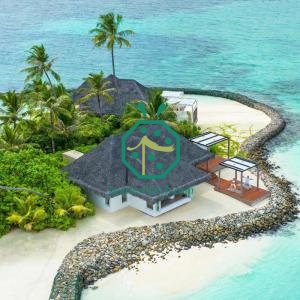 Hotel Villa Thatch Roof Renovation by Fire Resistant Synthetic Cadjad Thatch Roof Tiles