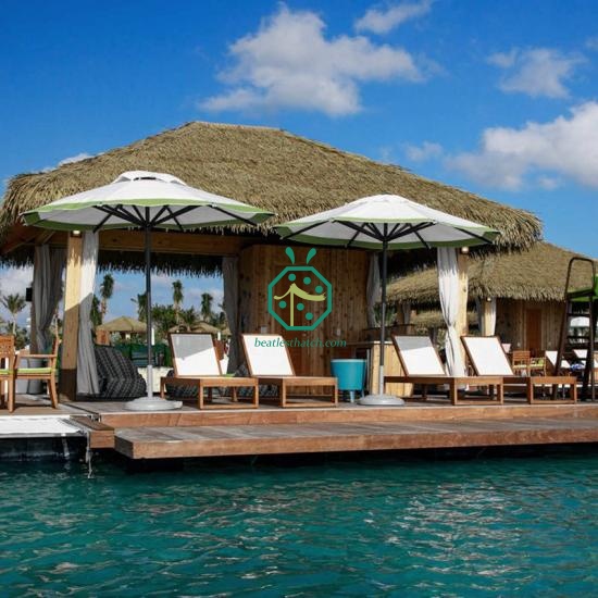 Fire Rated Artificial Kajan Thatch for Resort Hotel Swimming Pool Center Roof Renovation